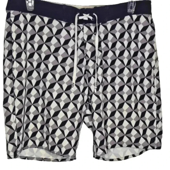 American Eagle Men's Hybrid Geometric Black White Gray Board Shorts Size Large - Picture 13 of 13